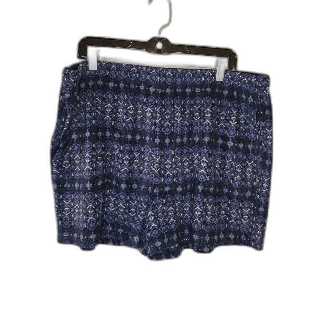 Eddie Bauer Women's Blue Fleece Waffle Sleep Shorts Size XXL